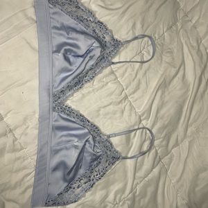 Blue Satin and Lace Bralette